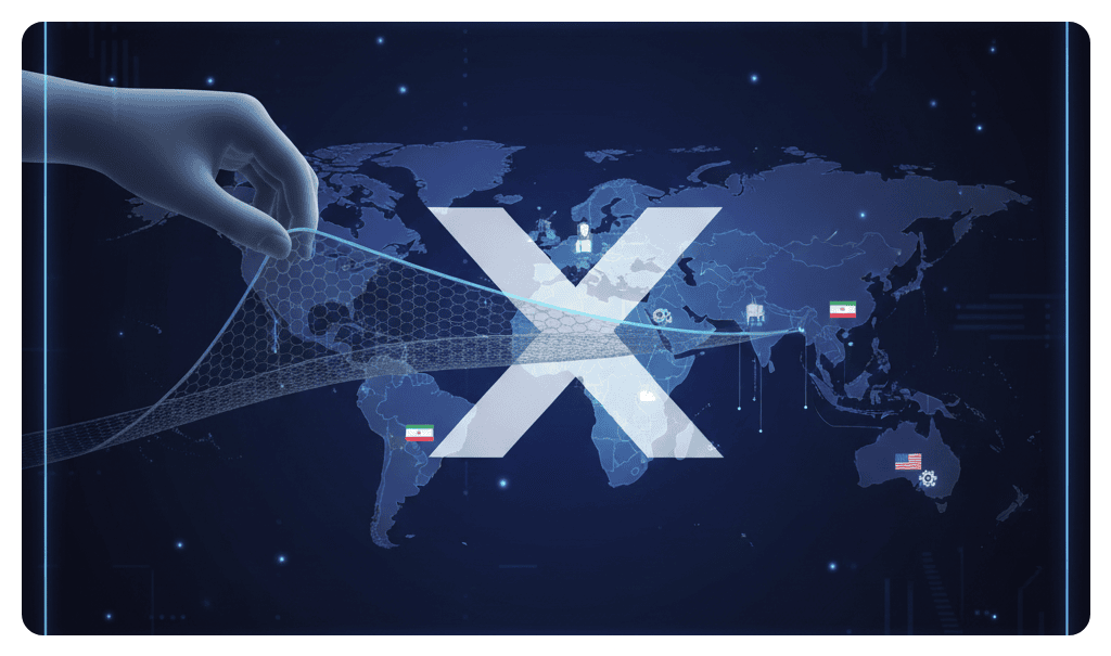 Graphic showing veil lifted over x formerly twitter as new location feature goes live.