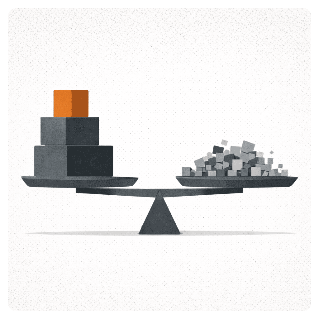 Balanced scale illustrating meaningful performance metrics outweighing vanity engagement in KOL campaigns.