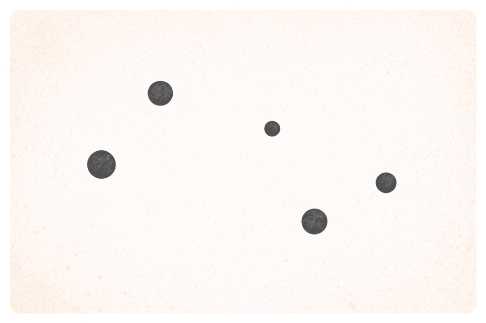 Isolated data points in empty space illustrating high variance and low signal from small Web3 KOL campaigns