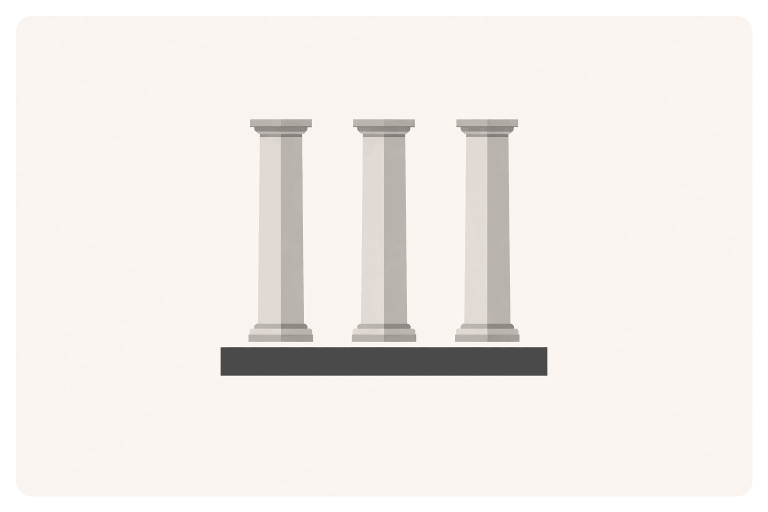 Three structural pillars representing technical storytelling, multi-platform content, and analytics in modern web3 KOL marketing.