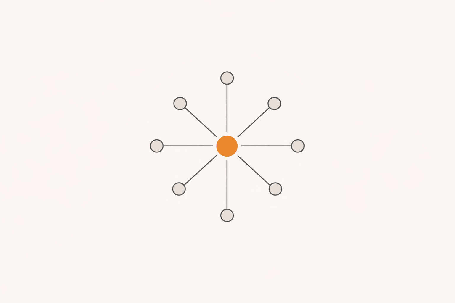 Hub and spoke network diagram with orange center representing Lever platform connecting multiple verified creator nodes